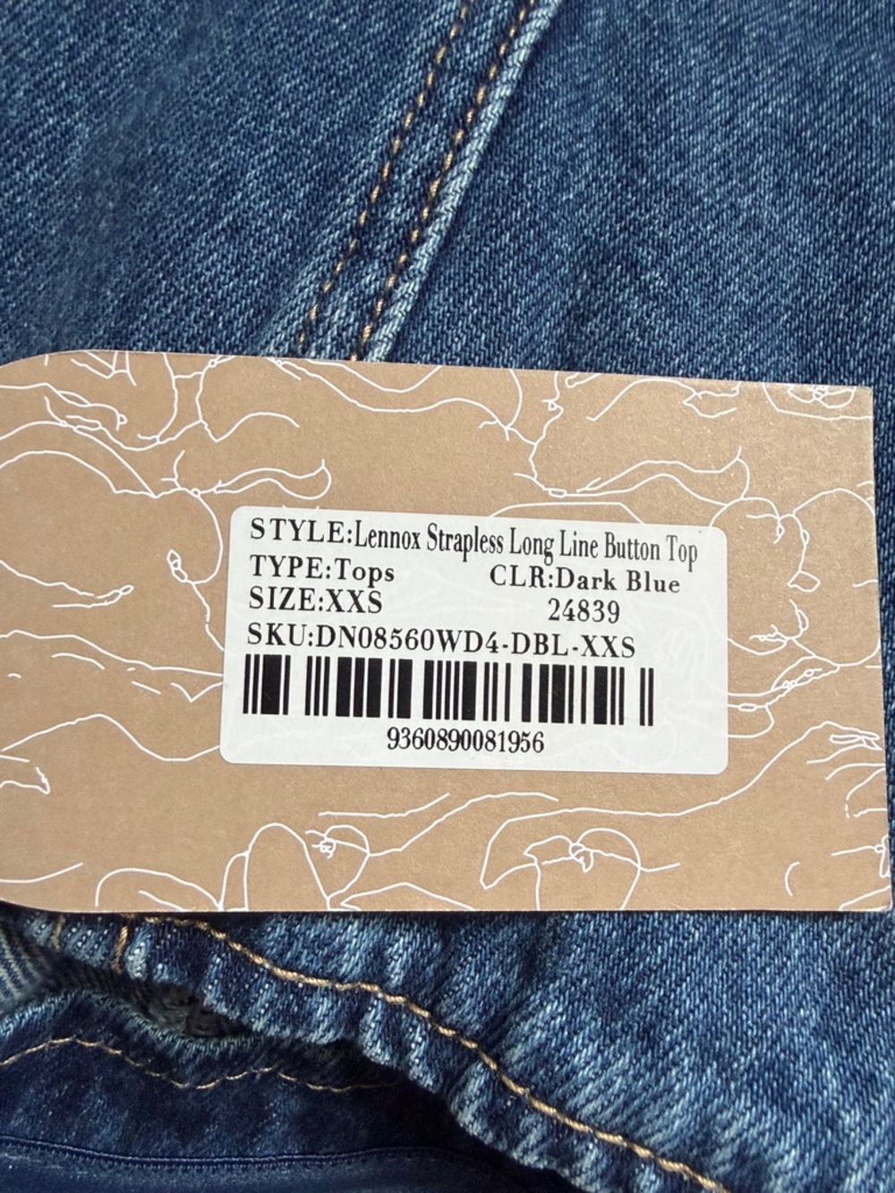 MESHKI Lennox Strapless Long Line Button Top - Picture 4 of 6